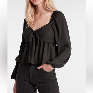 Tie Front Peplum Top- S